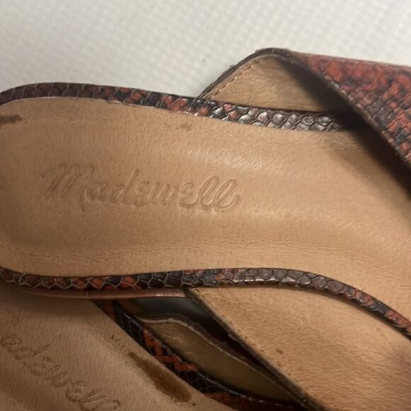 MADEWELL THE EMILIA SNAKE EMBOSSED LEATHER  MULE SIZE 7 1/2 - Picture 6 of 8